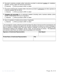 Form VL-79 Application for Ignition Interlock Device Certification - Vermont, Page 4
