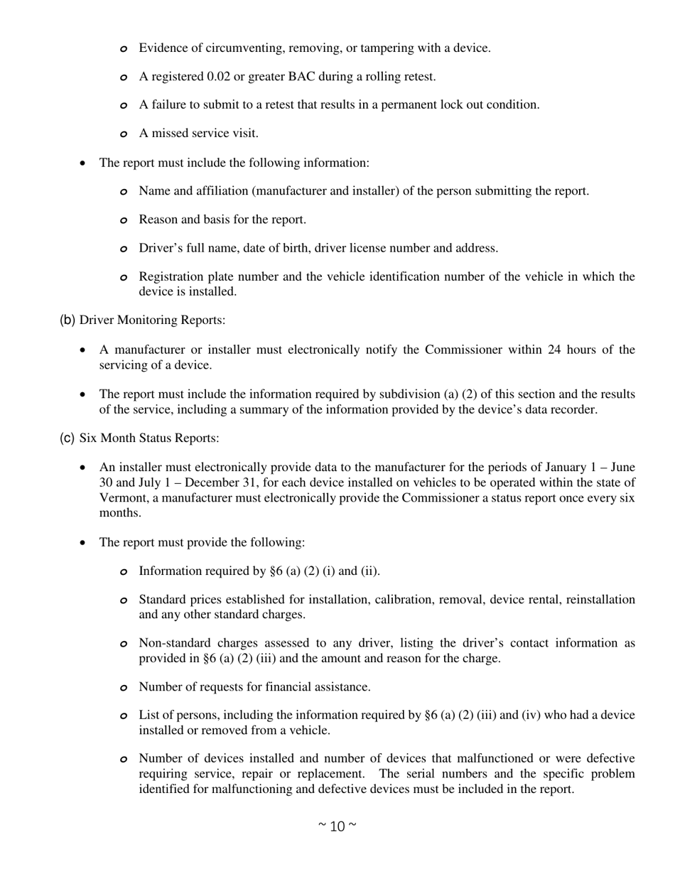 Form VL-078 Application for Certification to Provide Ignition Interlock Services in Vermont - Vermont, Page 11