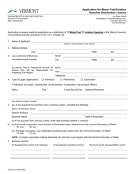 Form CVO-07 &quot;Application for Motor Fuel/Aviation Gasoline Distribution License&quot; - Vermont