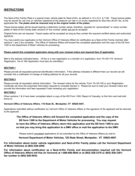 Form VD-149 Application for Next-Of-Kin Family Plate - Vermont, Page 2