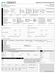 Document preview: VT Form VD-037 Application for Motorboat Registration - Vermont