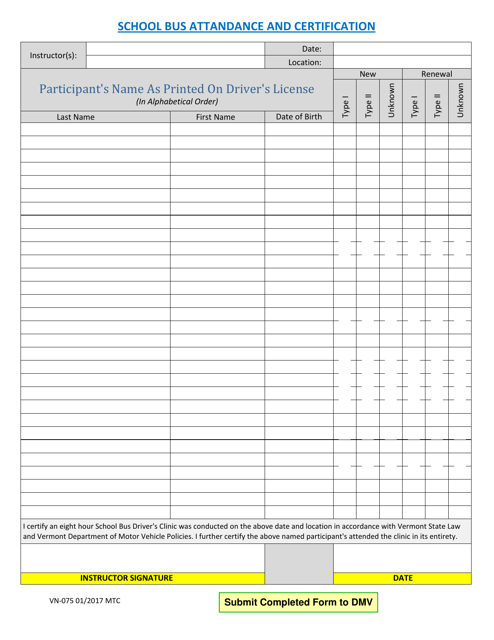 Form VN 075 Fill Out Sign Online and Download Fillable PDF Vermont
