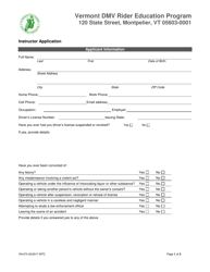 Document preview: Form VN-074 Rider Coach Candidate Application - Vermont