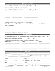 Form VN-074 Rider Coach Candidate Application - Vermont, Page 2