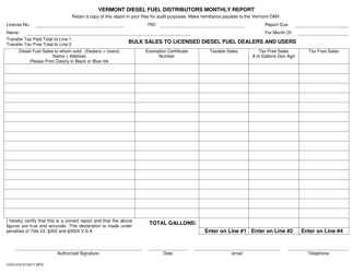 Form CVO-10 Diesel Fuel Distributors Monthly Report - Vermont, Page 2