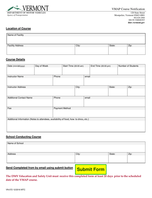 Form VN-072  Printable Pdf