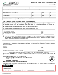 Document preview: Form VN-066 Motorcycle Rider Course Registration Form - Vermont