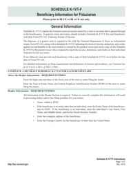Document preview: Instructions for Schedule K-1VT-F Beneficiary Information for Fiduciaries - Vermont