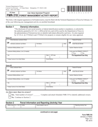 Document preview: VT Form FMR-318 Use Value Appraisal Program Forest Management Activity Report - Vermont