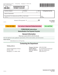 Document preview: VT Form SB-804 Subordination Fee Payment Voucher - Vermont