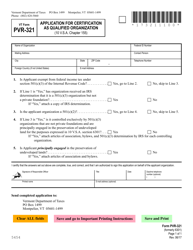 VT Form PVR-321 Application for Certification as Qualified Organization - Vermont, Page 2