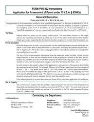 Document preview: VT Form PVR-322 Application for Assessment of Parcel - Vermont