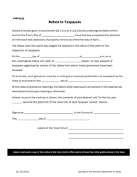 Document preview: VT Form PVR-4111 Notice to Taxpayers - Vermont