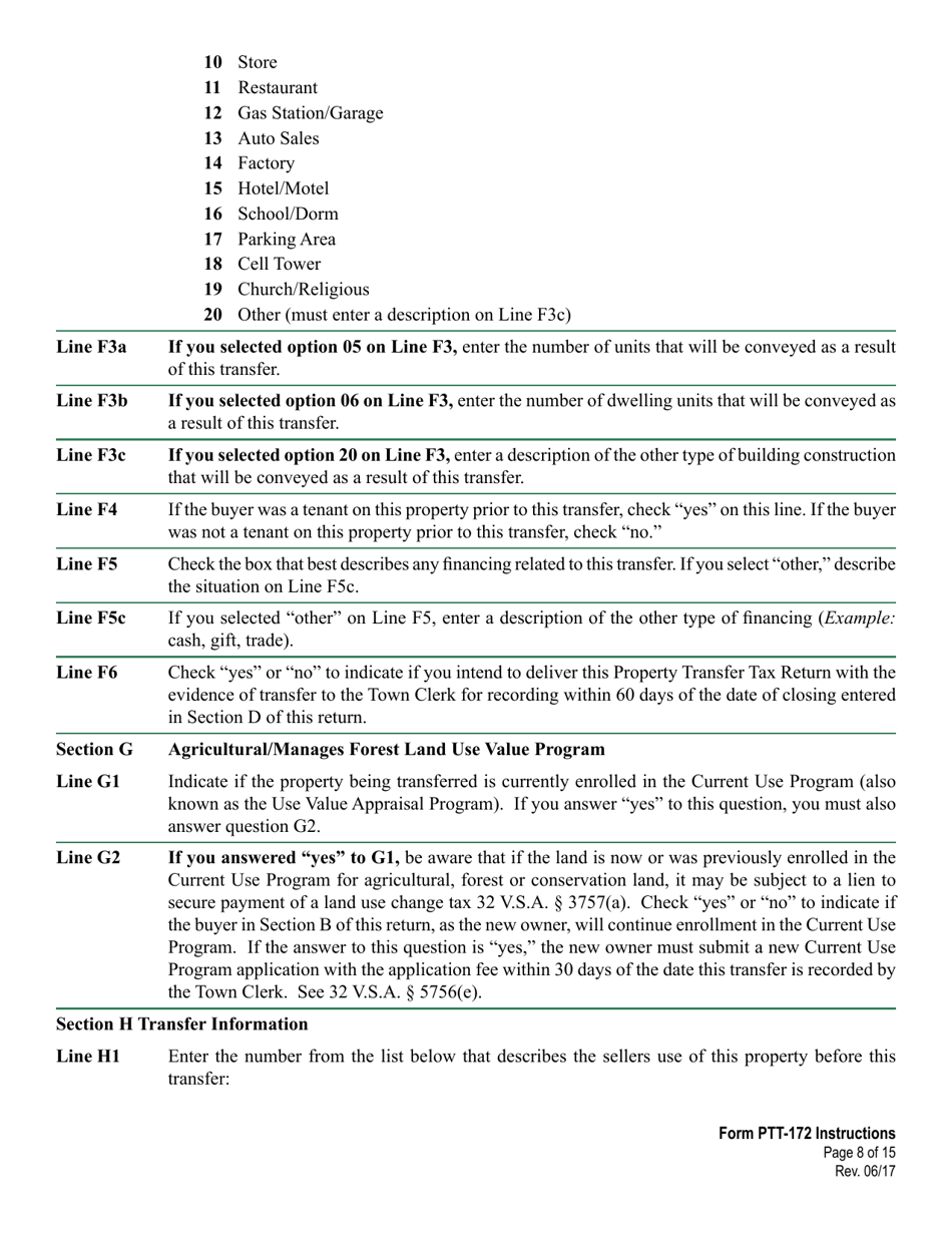 Instructions for VT Form PTT-172 Property Transfer Tax Return - Vermont, Page 8