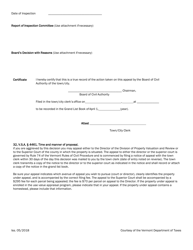VT Form PVR-4404-ON Official Notice Decision of Board of Civil Authority - Vermont, Page 2