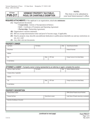 VT Form PVR-317 Vermont Property Tax Public, Pious, or Charitable Exemption - Vermont, Page 3