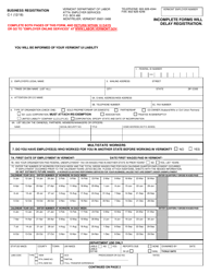 DOL Form C-1 &quot;Business Registration&quot; - Vermont