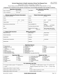 Form Micro220 Laboratory Clinical Test Request Form - Vermont