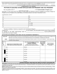 Form SBE-543 Petition of Qualified Voters for Electors for President and Vice President - Virginia