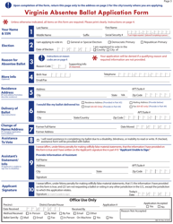 Form SBE-701 Virginia Absentee Ballot Application Form - Virginia, Page 3