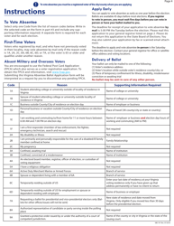Form SBE-701 Virginia Absentee Ballot Application Form - Virginia, Page 4