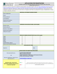 Document preview: Form VDACS-03214/OVS Application for Registration - Livestock Dealers and/or Livestock Marketing Facilities - Virginia