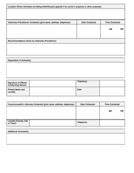 Form VDACS-03147 Agricultural Animal Seizure Report - Virginia, Page 2