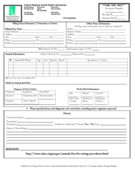 Document preview: Form D40401 Animal Health Laboratory Submission Form - Virginia