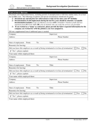 Background Investigation Questionnaire - Virginia, Page 6