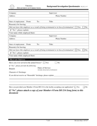 Background Investigation Questionnaire - Virginia, Page 7