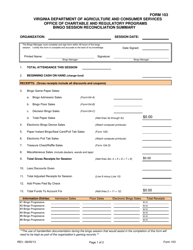 Document preview: Form 103 Bingo Session Reconciliation Summary - Virginia