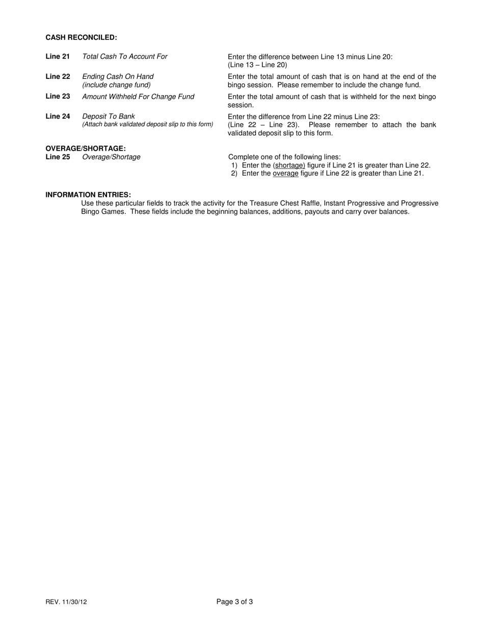 Instructions for Form 103 Bingo Session Reconciliation Summary - Virginia, Page 3