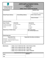 Form VDACS AC-10 Animal Facility Inspection Report - Virginia