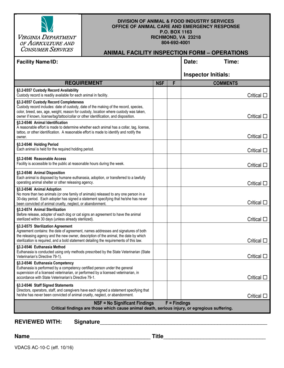 Form VDACS AC-10 - Fill Out, Sign Online And Download Printable PDF ...