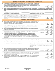 Form 301 Charitable Gaming Supplier Permit Application - Virginia, Page 2