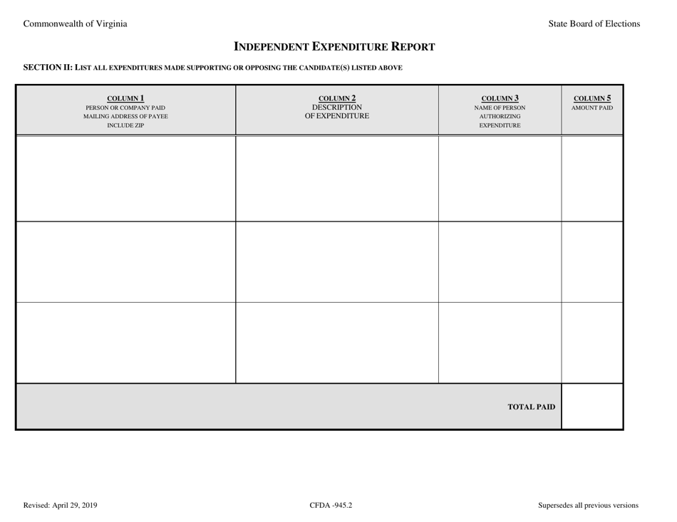 Form CFDA-945.2 Independent Expenditure Report - Virginia, Page 3