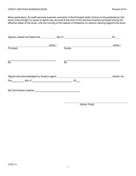 Form OCRP-74 Credit Services Business Bond - Virginia, Page 2