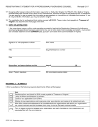 Form OCRP-103 Registration Statement for a Professional Fundraising Counsel - Virginia, Page 4