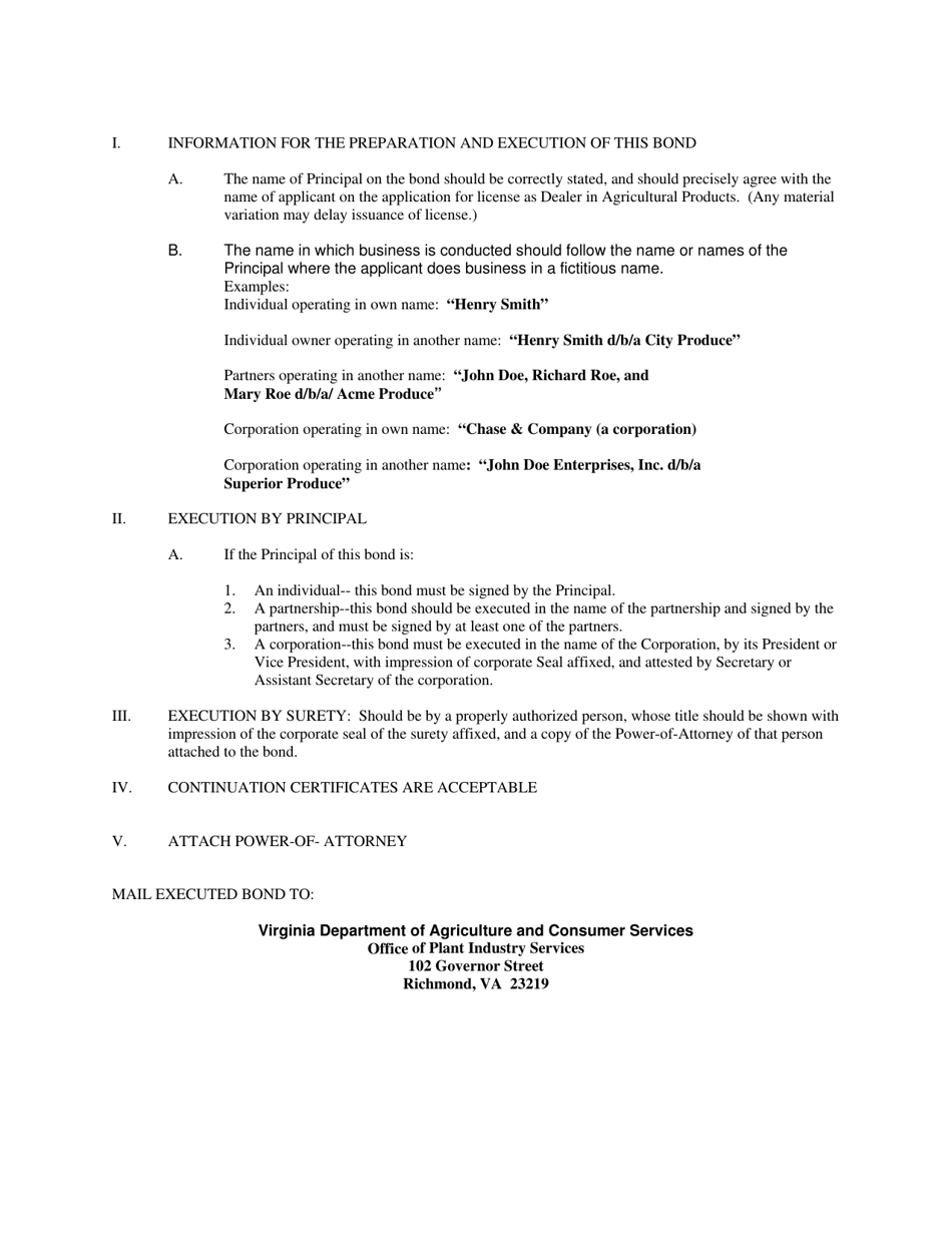 License Packet for Agricultural Products Dealer - Virginia, Page 4