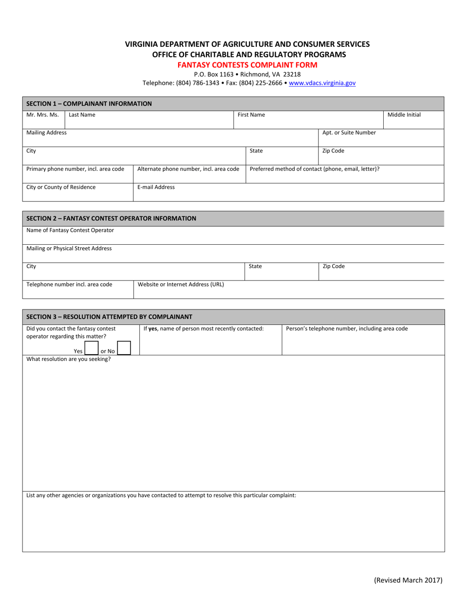 Fantasy Contest Compliant Form - Virginia, Page 3