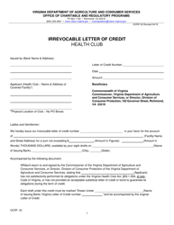 Form OCRP-33 Irrevocable Letter of Credit - Health Club - Virginia