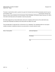 Form OCRP-33 Irrevocable Letter of Credit - Health Club - Virginia, Page 2