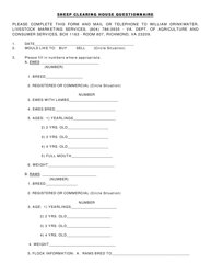 Document preview: Sheep Clearing House Questionnaire - Virginia