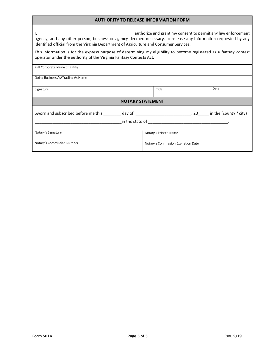 Form 501A - Fill Out, Sign Online and Download Printable PDF, Virginia ...