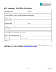 Wild Mushroom Retail Sales Application Form - Virginia