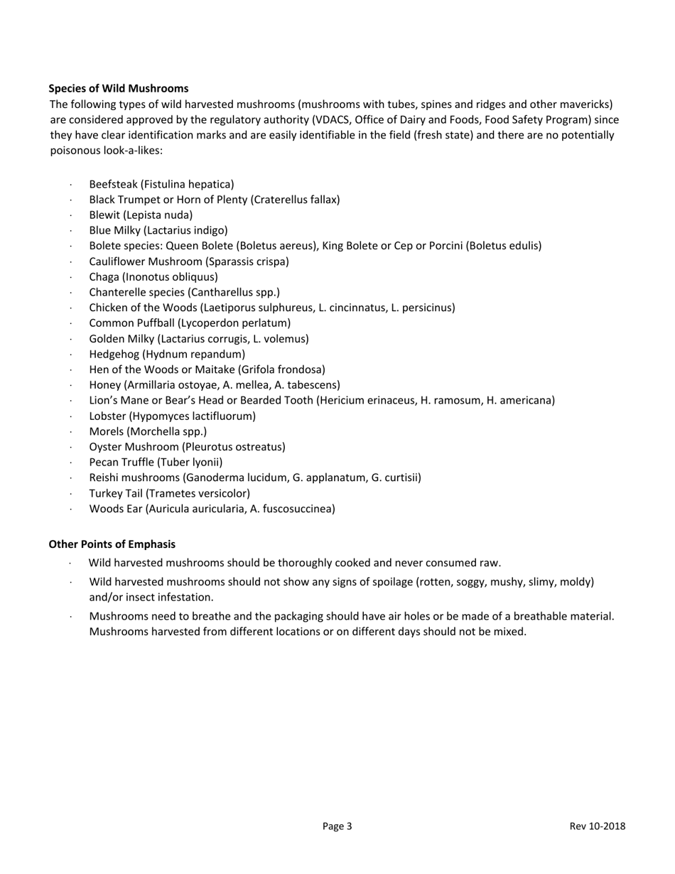 Wild Mushroom Retail Sales Application Form - Virginia, Page 3