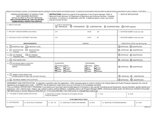 Document preview: Form VDACS-03140 Application/Approval for Voluntary Reimbursable Inspection Service - Virginia