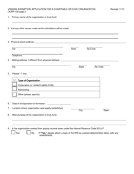 Form OCRP-100 Virginia Exemption Application for a Charitable or Civic Organization - Virginia, Page 3