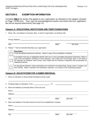 Form OCRP-100 Virginia Exemption Application for a Charitable or Civic Organization - Virginia, Page 5