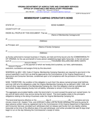 Form OCRP-54 Membership Camping Operator&#039;s Bond - Virginia